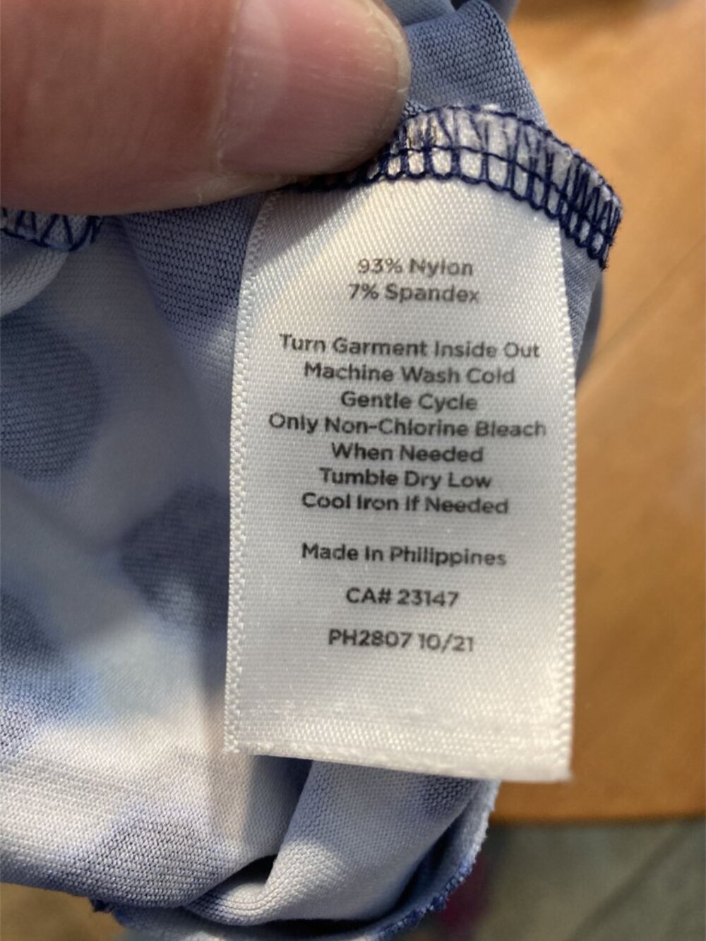 Talbots Petite Blue & White Geometric Print Dress With 3/4 Sleeves Size P Nylon - Picture 5 of 5